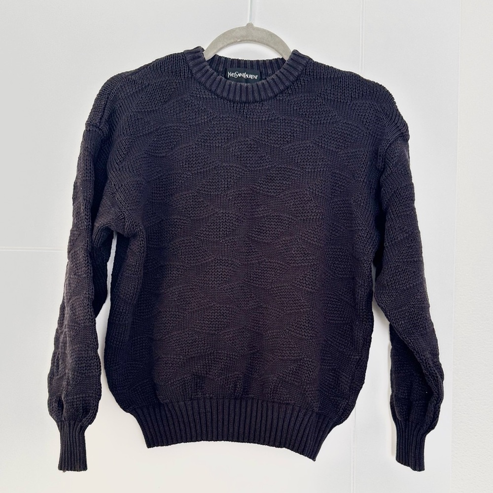 YVES SAINT LAURENT 90s Vintage Knit Sweater Black‎  Beautiful Sz Sm/med unisex